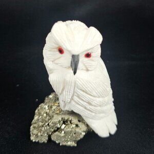 Carved Owl on Pyrite